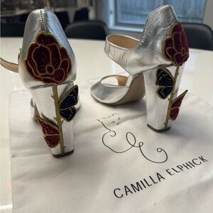 Silver Floral Embellished Women's Shoes